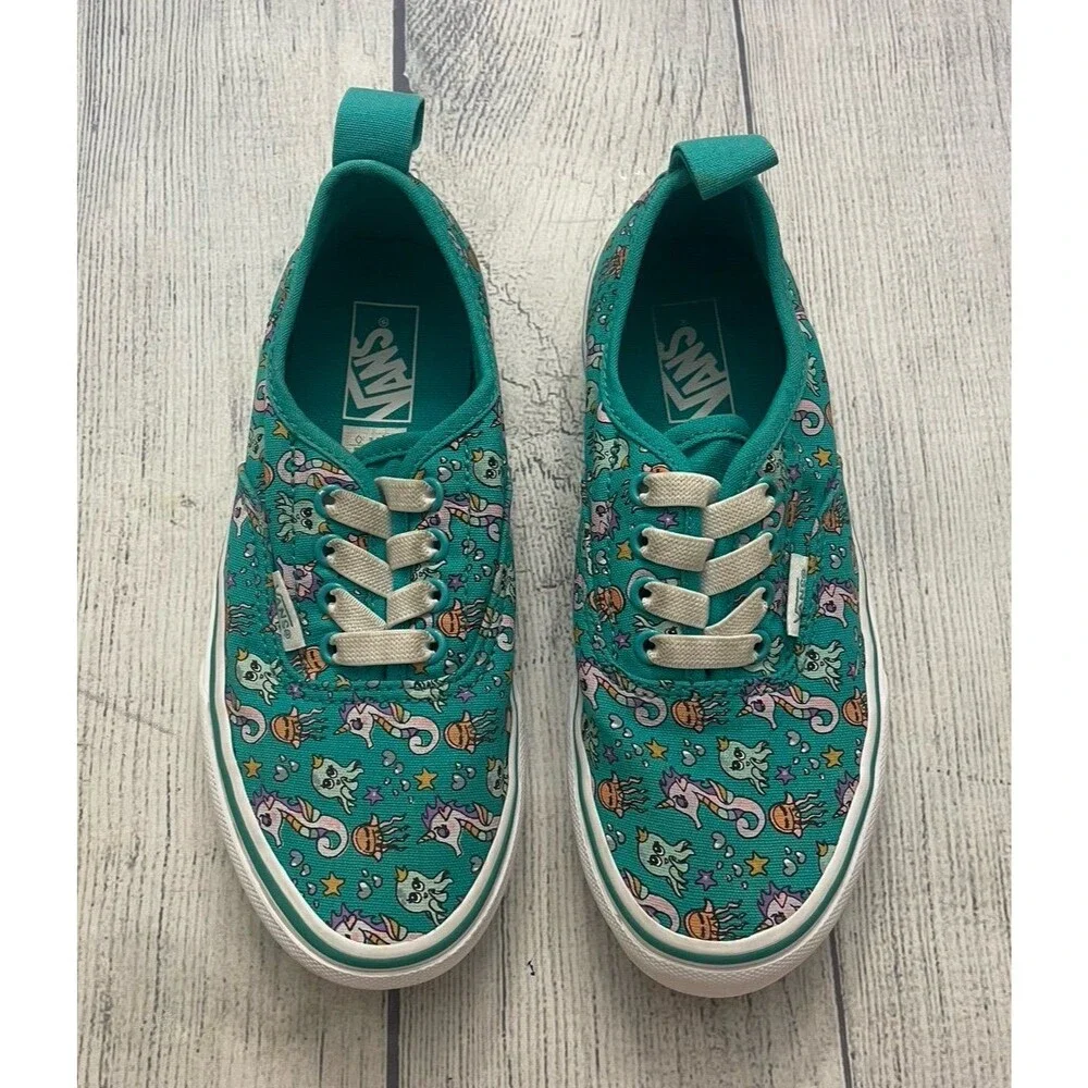 Seahorse Jellyfish Octopus Vans Off the Wall Slip On Girl Shoes, Size Youth 2